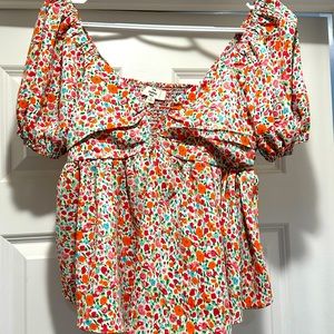 Entro Floral Puffy Sleeve Top